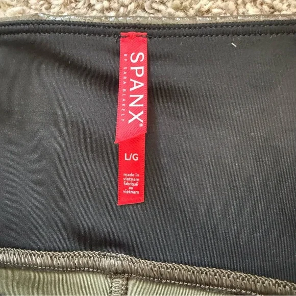 Spanx Faux leather croc leggings in olive green